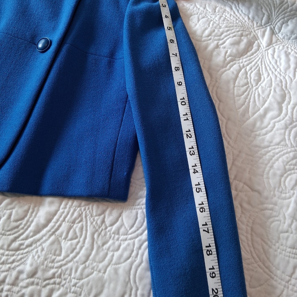 Adele Simpson Cropped Blue Tailored Jacket, Sz 8 - image 6
